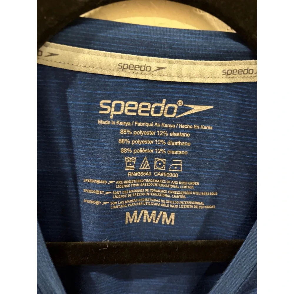 Speedo Mens Swim Shirt Rash Guard UPF 50+ Blue Short Sleeve Medium RN36543